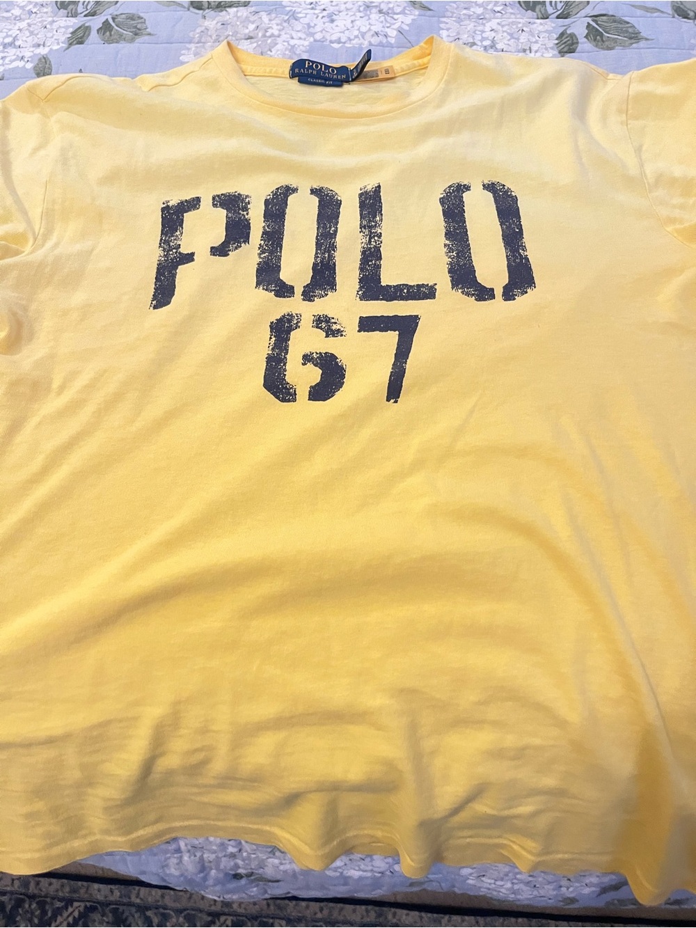 NEW Polo by Ralph Lauren Yellow 'POLO 67' Graphic Men's T-Shirt size small